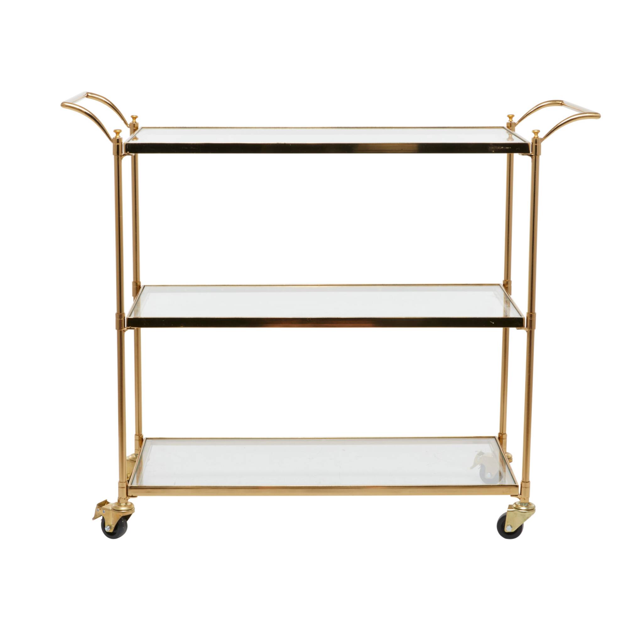 Brass Iron Traditional Bar Cart, 31" x 38" x 14"